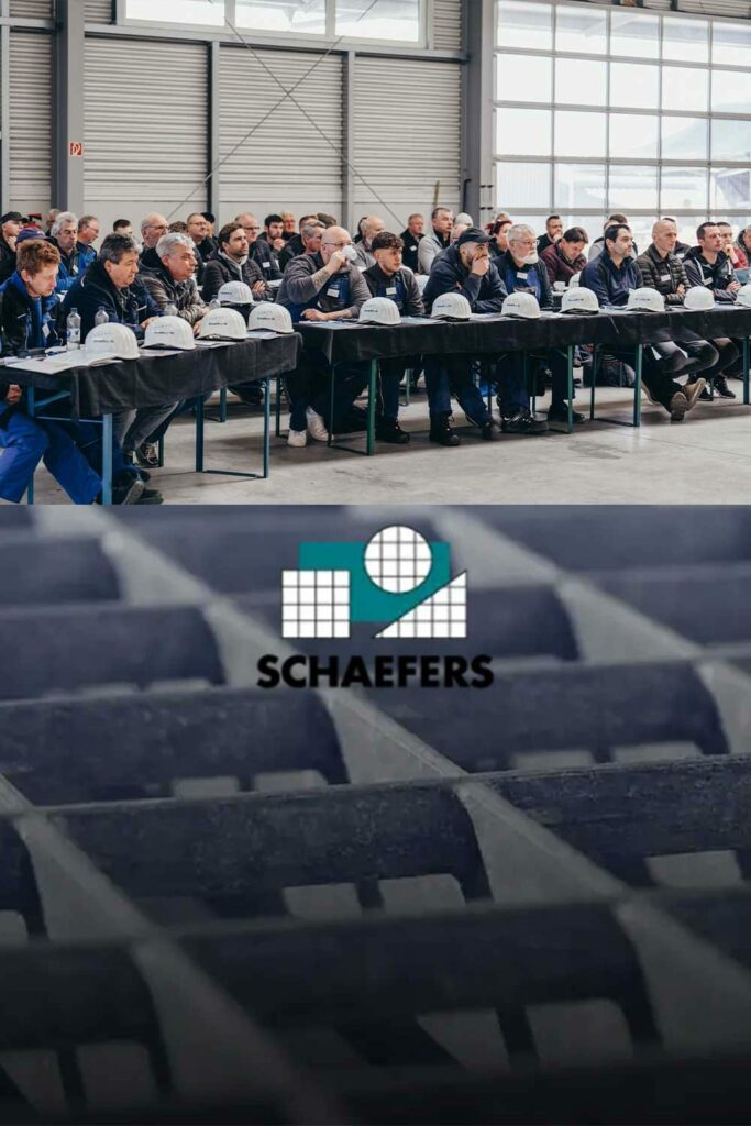 Zuhörende Mitarbeiter im Schaefer GmbH Gitterroste Workshop.
